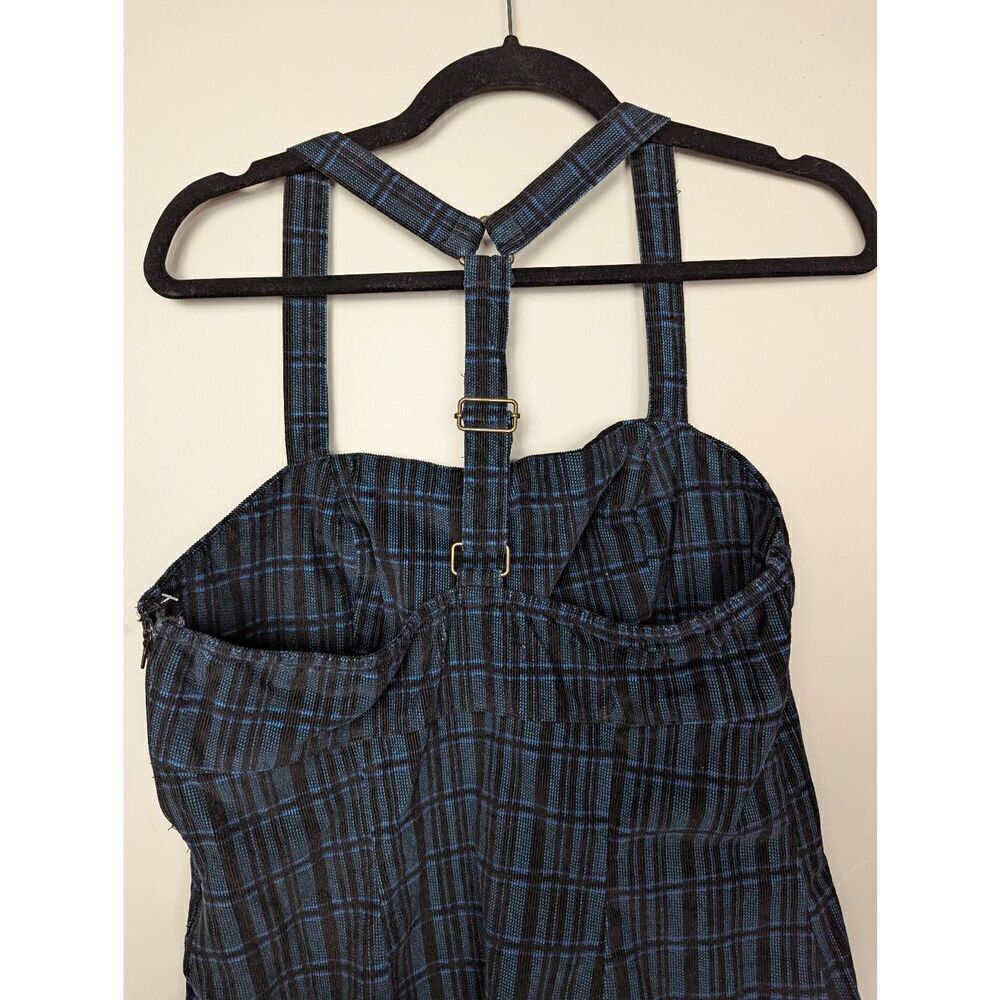 Urban Outfitters torin empire-waist blue check corduroy mini dress Large - Picture 7 of 9